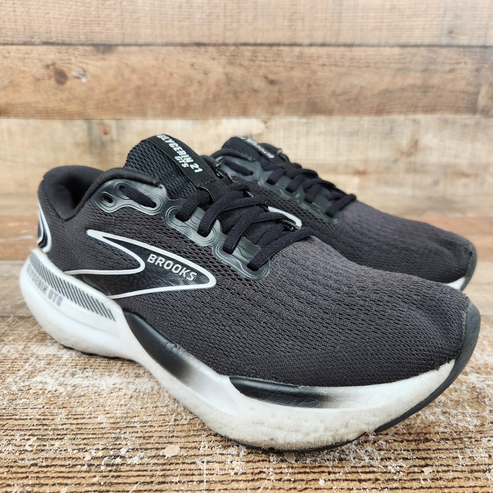 Brooks Glycerin GTS 21 Men's Sz 8 Black White Athletic Running Gym Train Sneaker